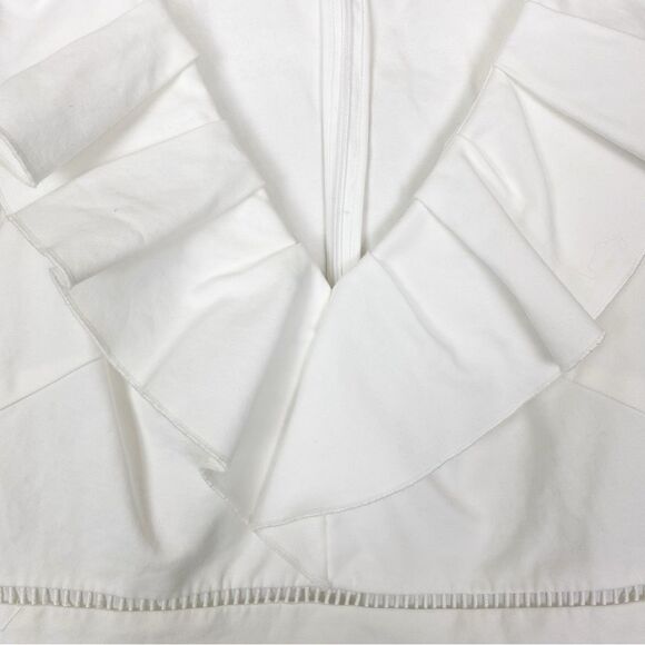 Kate Spade | White V-Neck Ruffle Peplum Sleeveless Blouse Size 4 - Picture 5 of 13